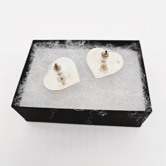 Vintage Engraved Hearts 925 Sterling Silver Earrings - Picture 6 of 7
